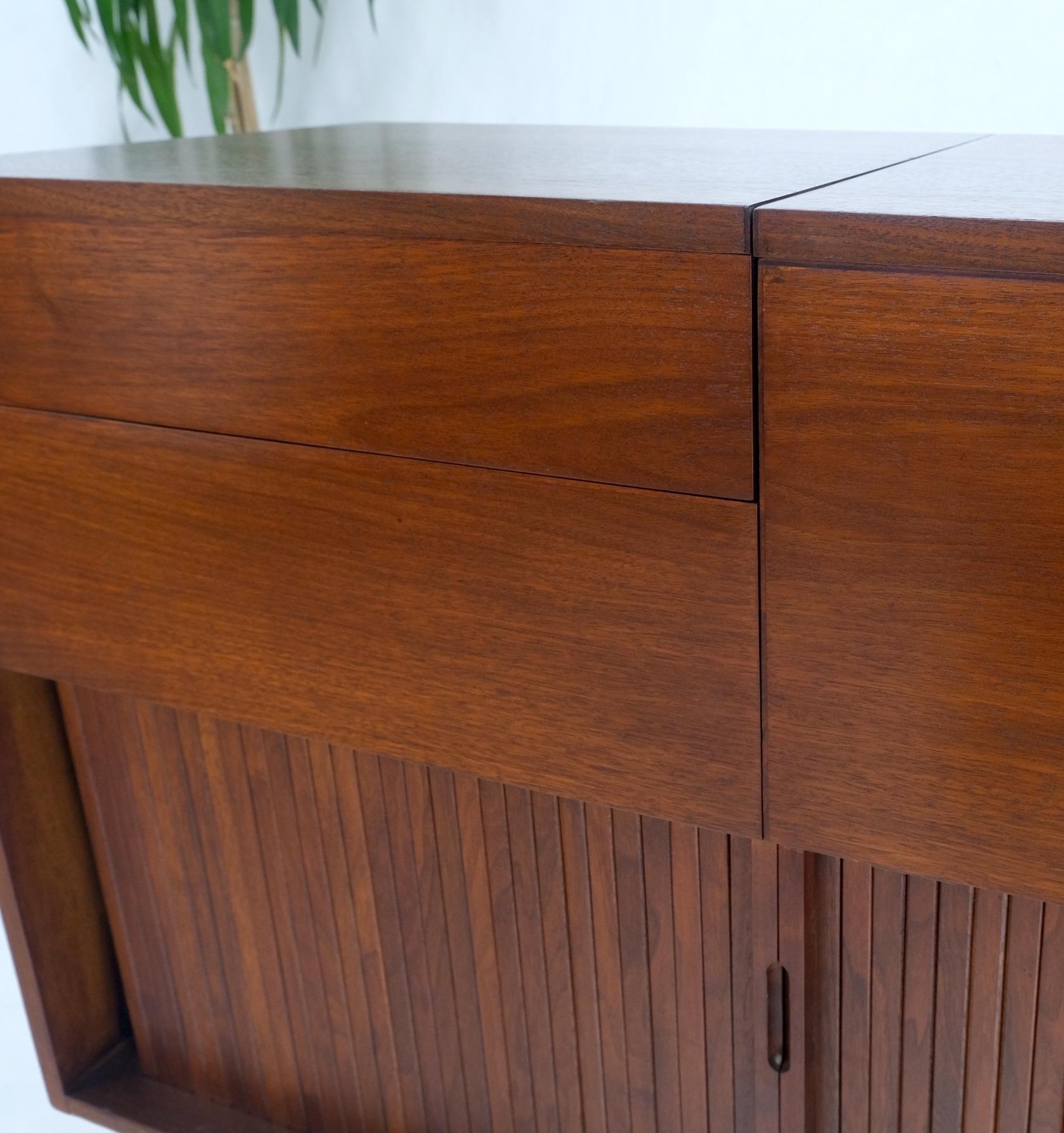 Lacquered Restored Lift Top Turn Table Record Cabinet Credenza Tambour Door Compartment