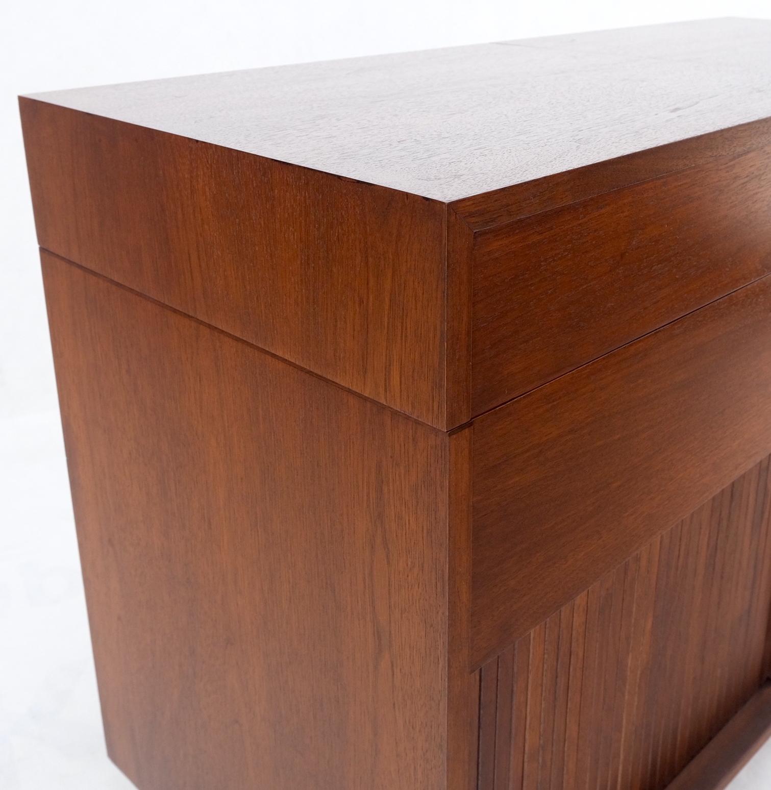 20th Century Restored Lift Top Turn Table Record Cabinet Credenza Tambour Door Compartment