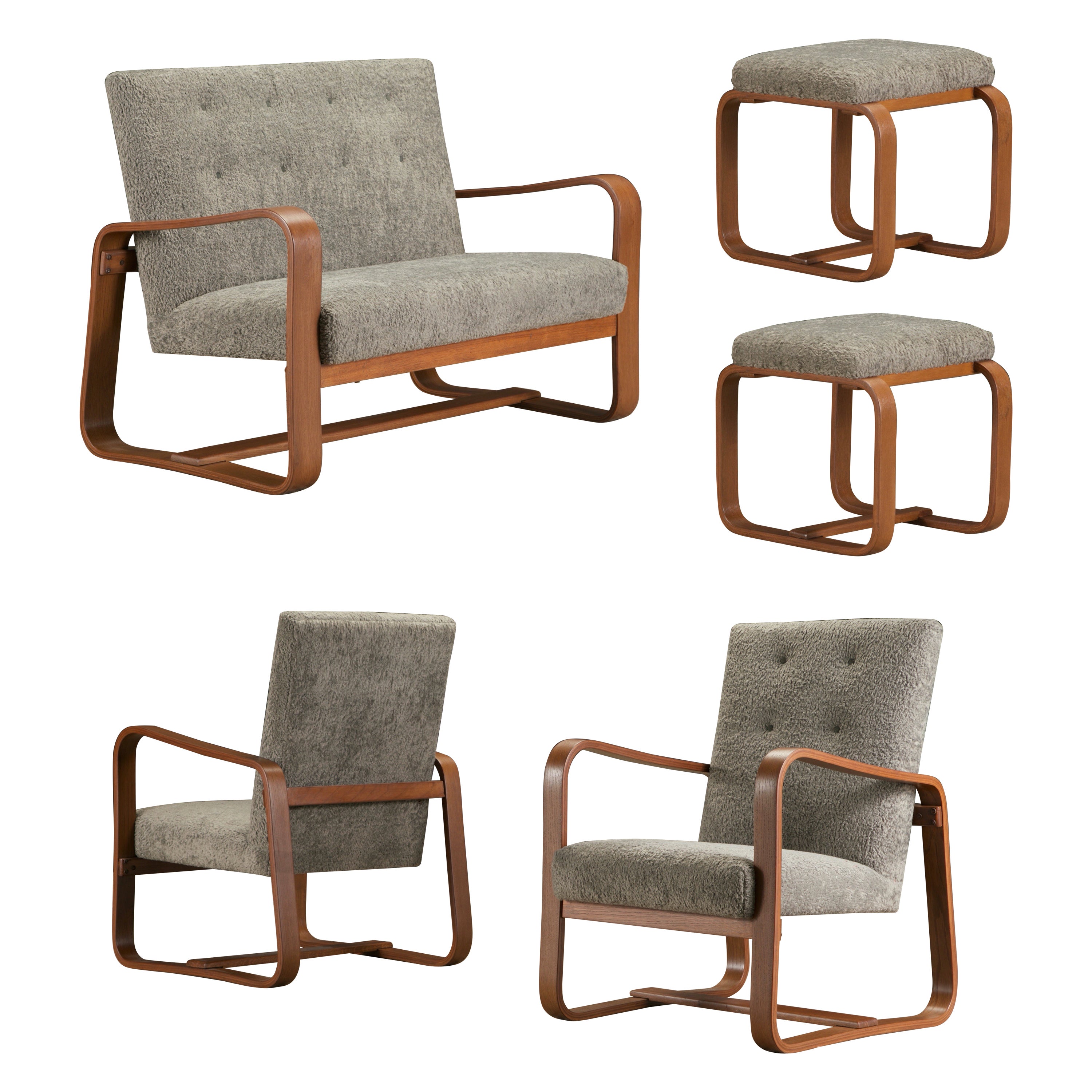 Restored Living Room Suite by Giuseppe Pagano for Bocconi University, c 1940s For Sale