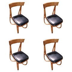 Restored Loop Leg Rattan Dining Side Chair, Set of Six, circa 1950