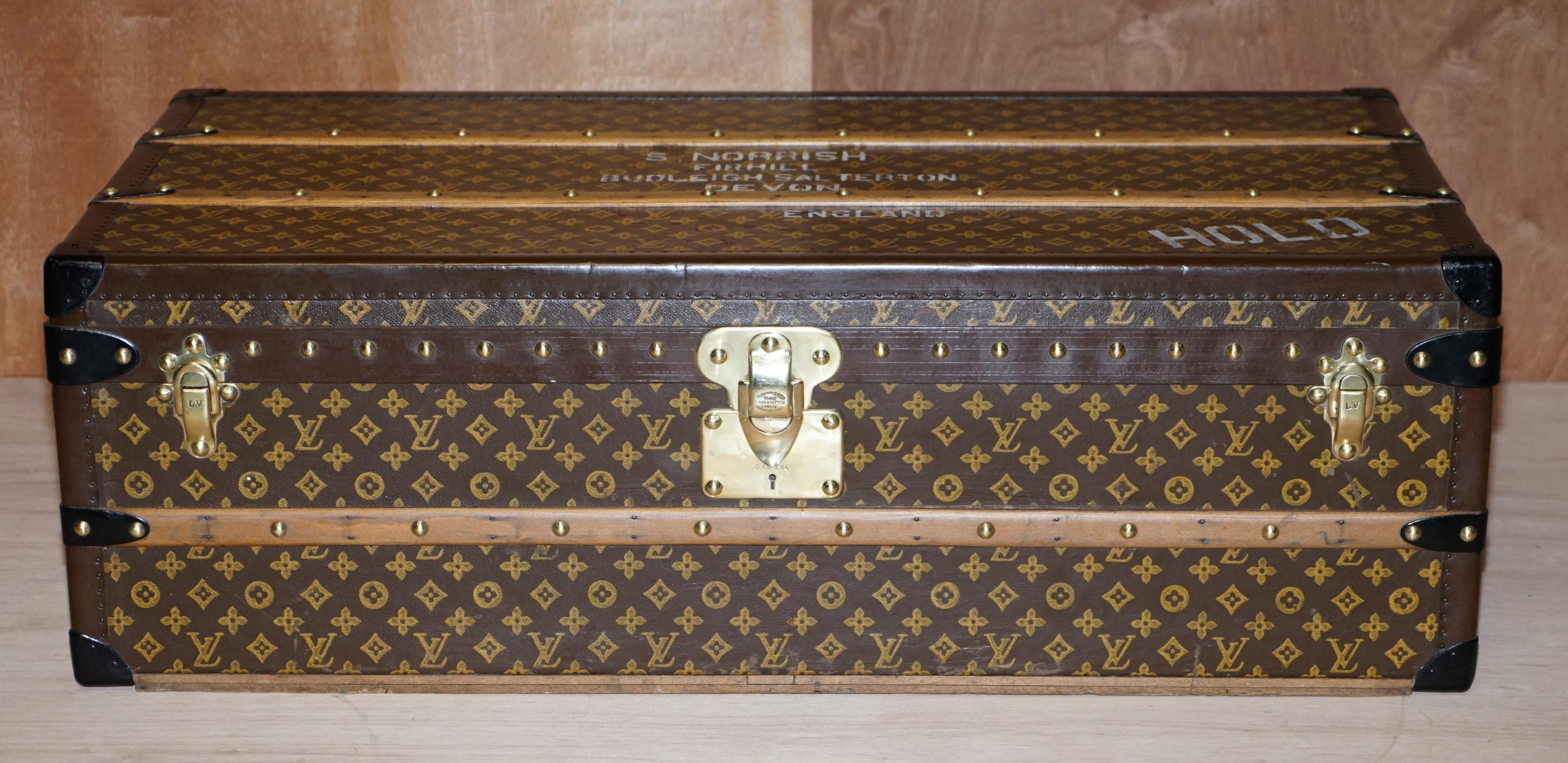 French Restored Louis Vuitton 1920 Col Victor Jones 14th King Hussars Steamer Trunk
