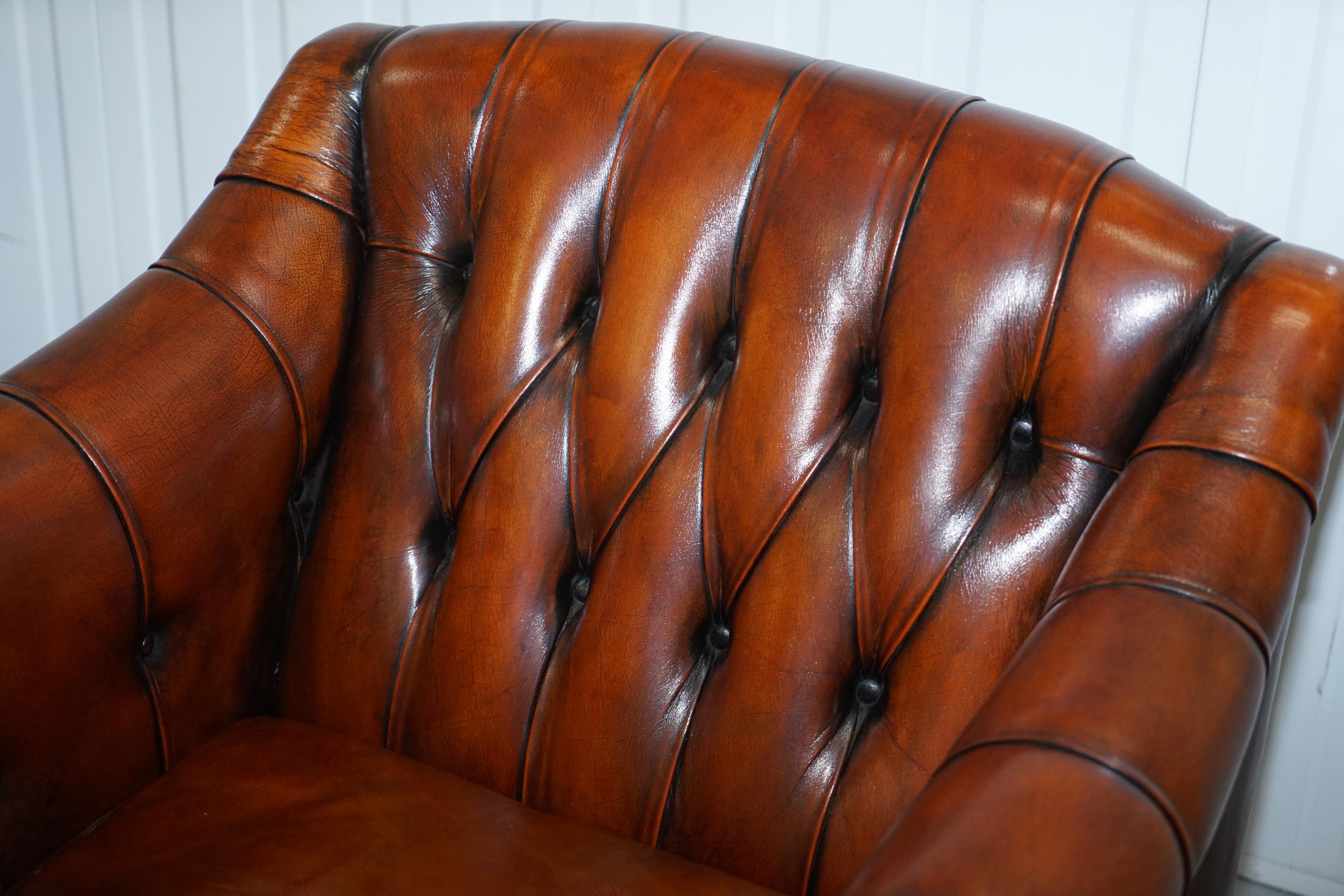 English Restored Lutyen's Style Viceroy's Chesterfield Brown Leather Sofa and Armchairs