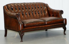 Pair of Restored Lutyen's Viceroy Chesterfield Brown Leather Hand Dyed Sofas