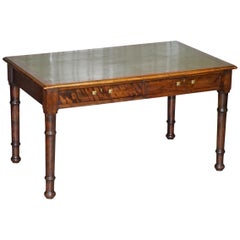 Restored Lyle 1932 Stamped Military Campaign Mahogany Library Writing Table Desk