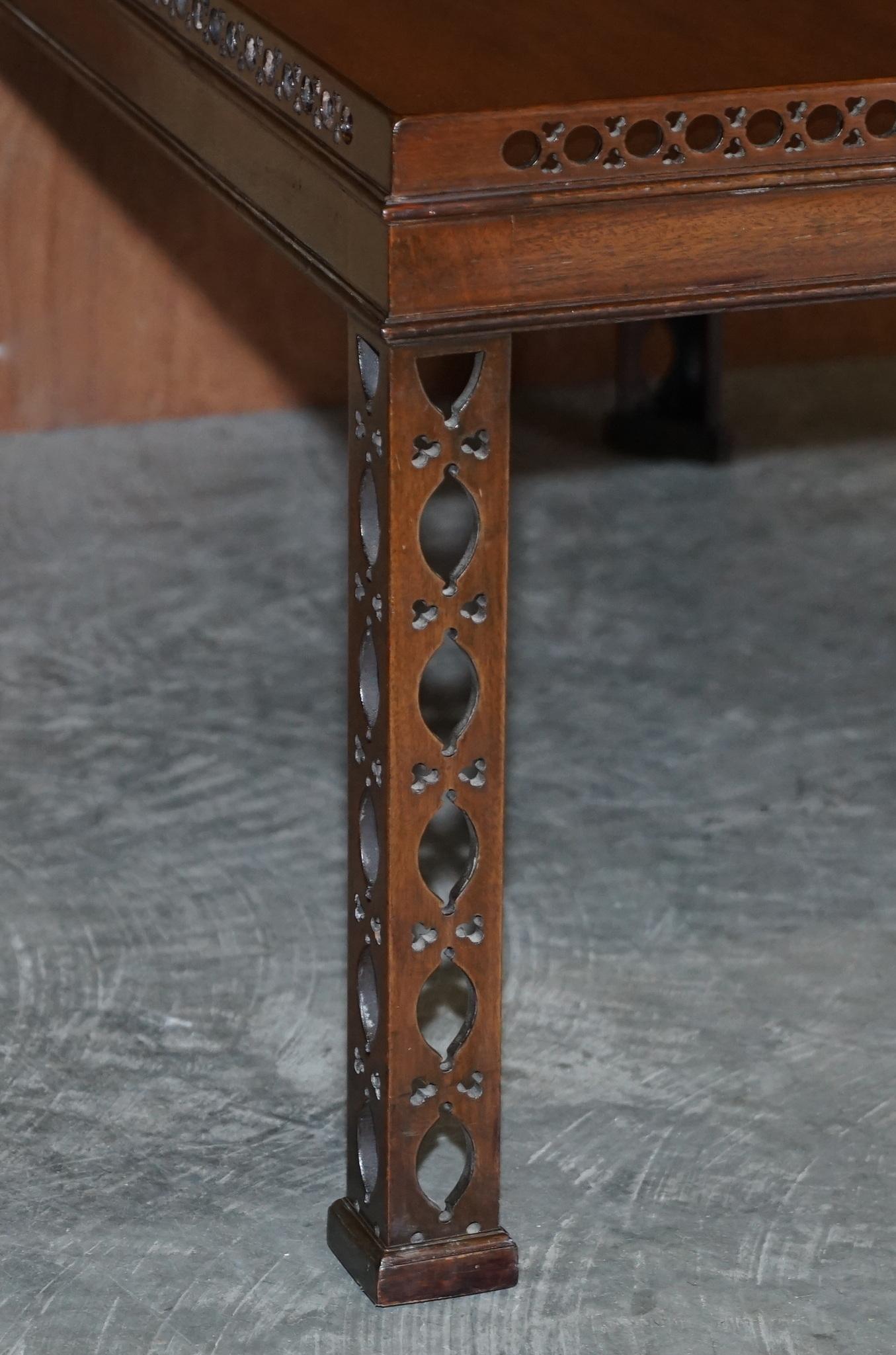 Restored Hardwood Chinese Chippendale Silver Tea Table Fret Work Carved, Coffee For Sale 8