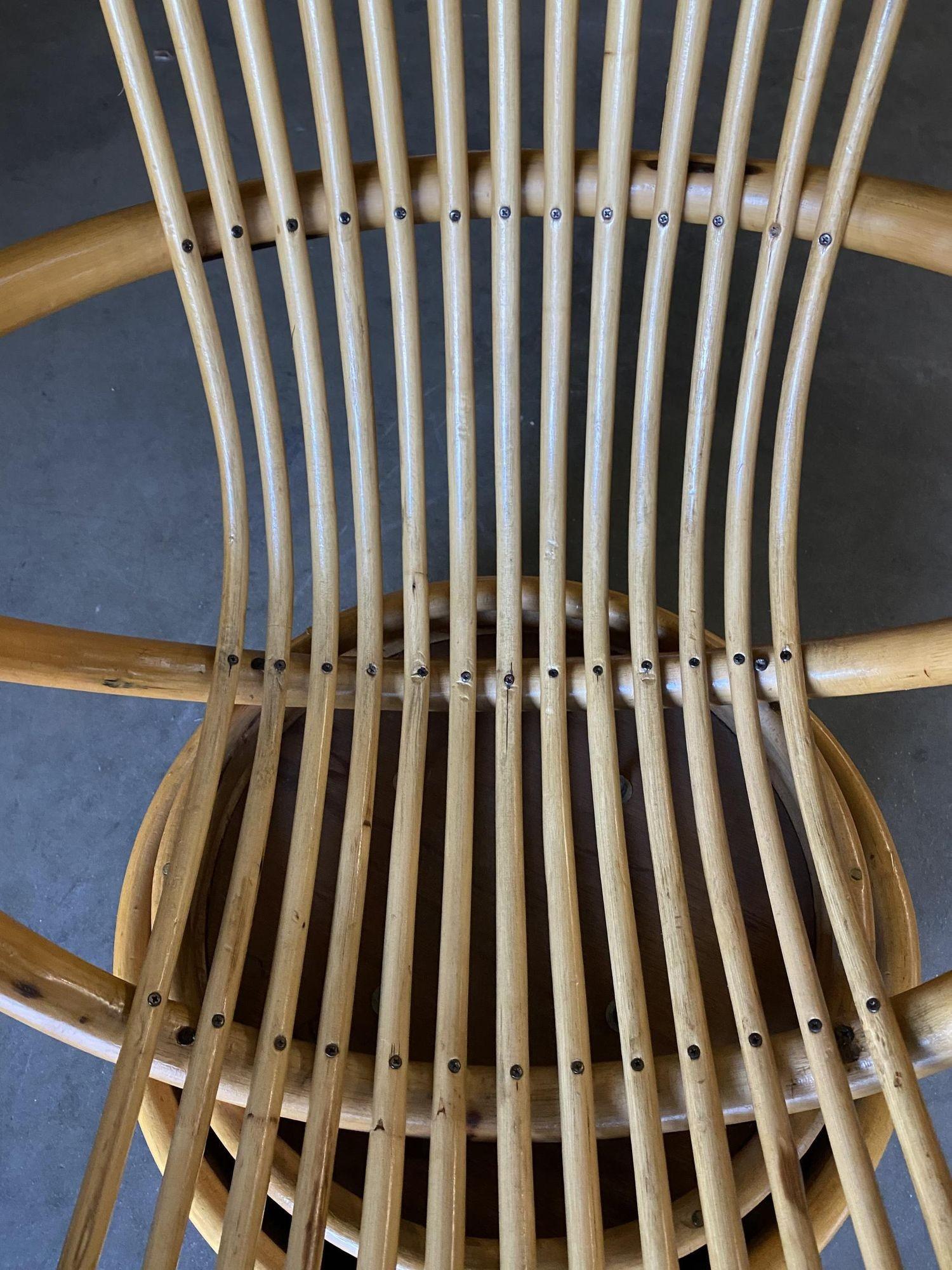 Restored Mamasan Rattan Swivel Bucket Lounge Chair, Pair For Sale 2
