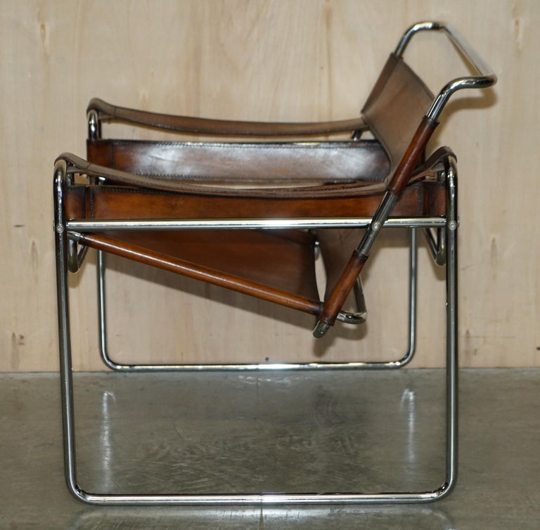 Restored Marcel Breuer for Fasem 1970s Wassily B3 Tan Brown Leather  Armchair at 1stDibs