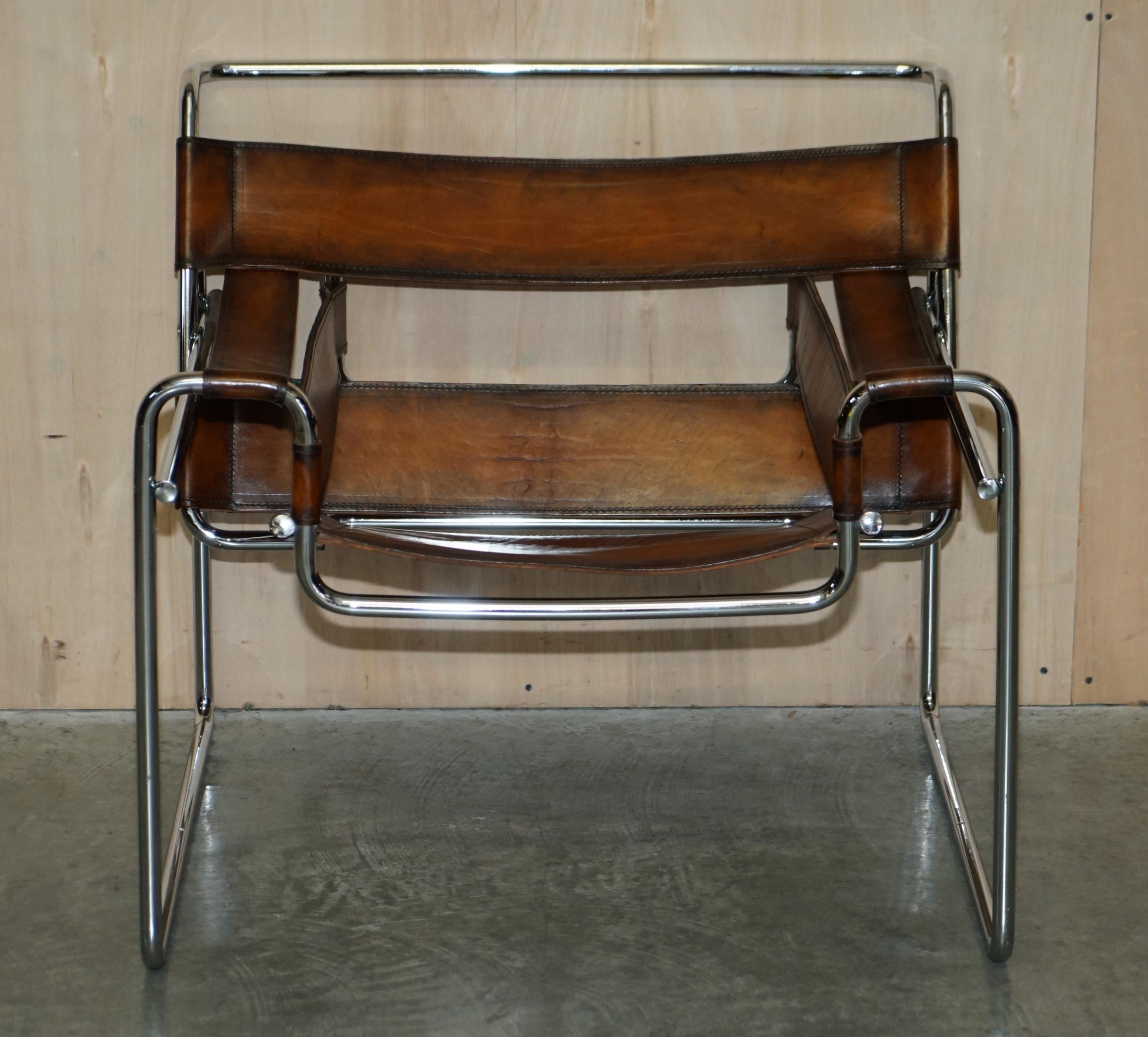 We are delighted to offer for sale this stunning vintage 1970s Marcel Breuer for Fasem Wassily B3 tan brown leather armchair

A timeless design Classic, upholstered in tan leather hide and with a tubular chrome frame, these chairs are iconic and