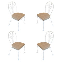 Restored MCM Iron Café Patio/Outdoor Wrought Iron Chairs by Woodard, Set of 4