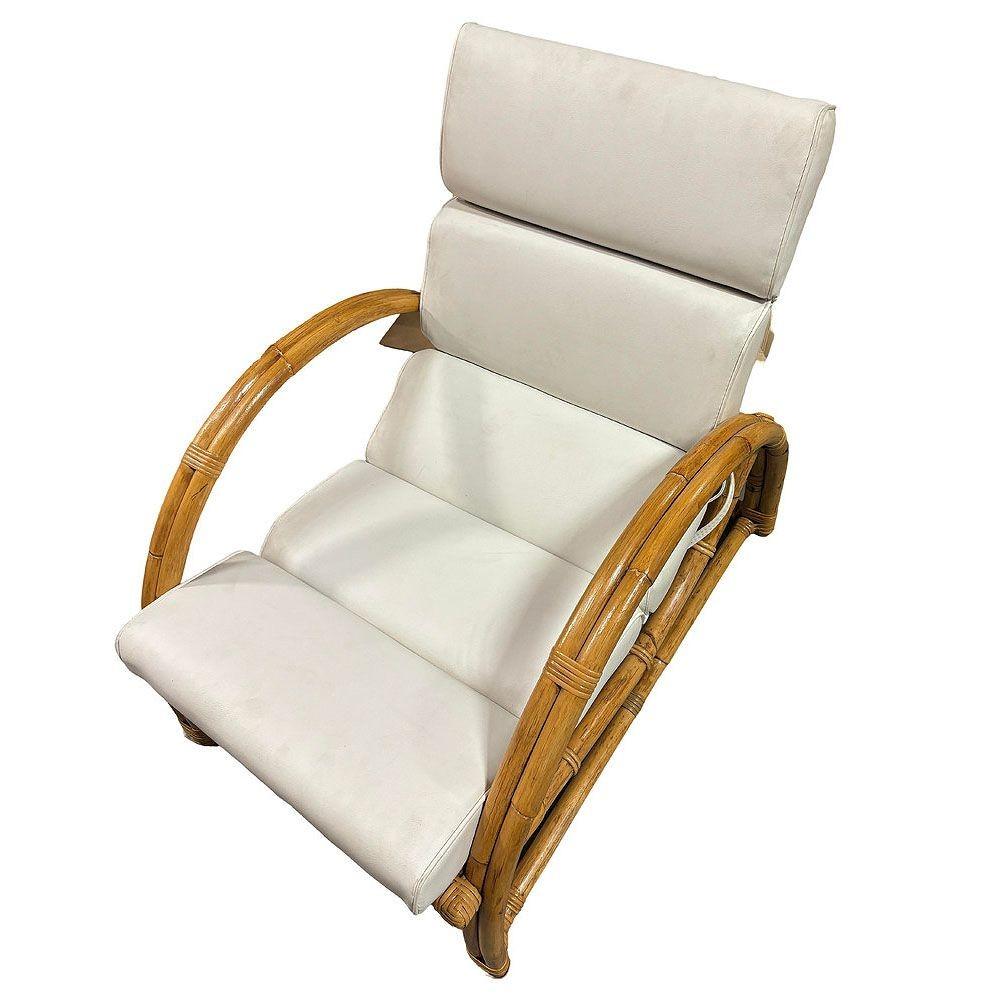Sillón de media luna con brazos de ratán MCM restaurado Estadounidense en venta