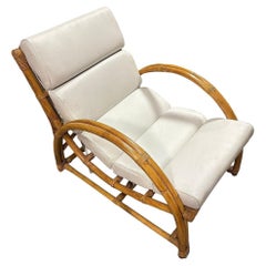 Restored MCM Rattan Double-Strand Half Moon Arm Lounge chair