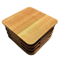 Restored MCM Stacked Rattan Coffee Table w/ Rattan Wrapped Mahogany Top