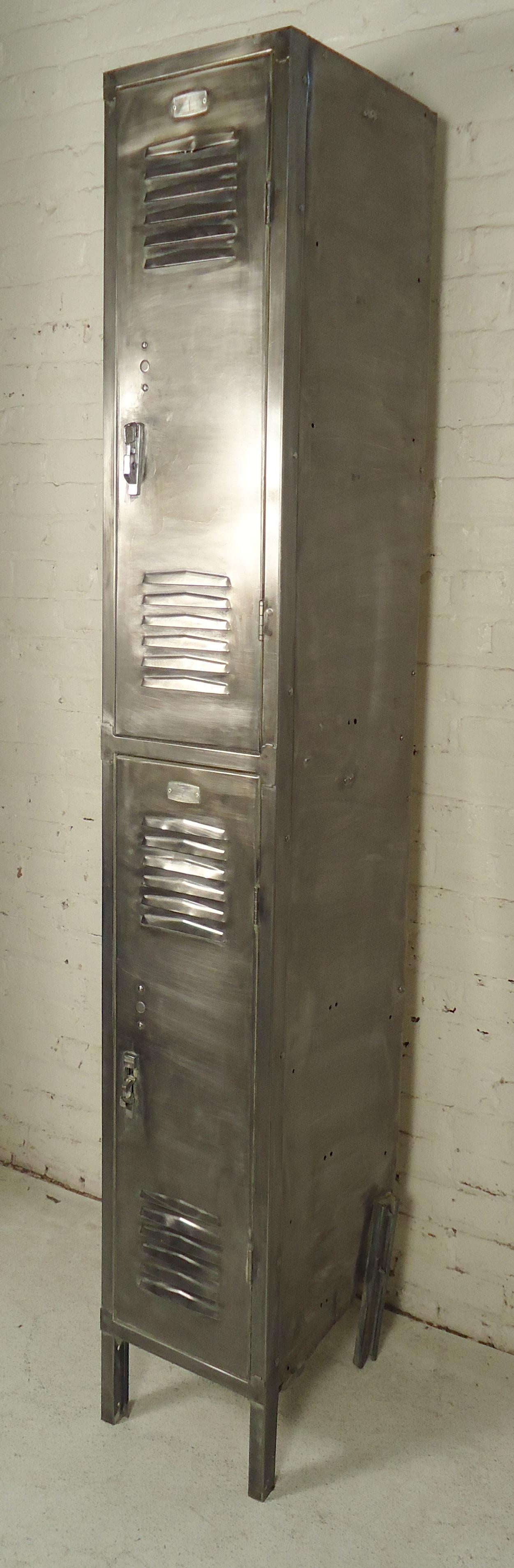 Industrial metal locker unit refinished in a bare metal style finish. Two cabinets with locking handles.

(Please confirm item location - NY or NJ - with dealer).
 