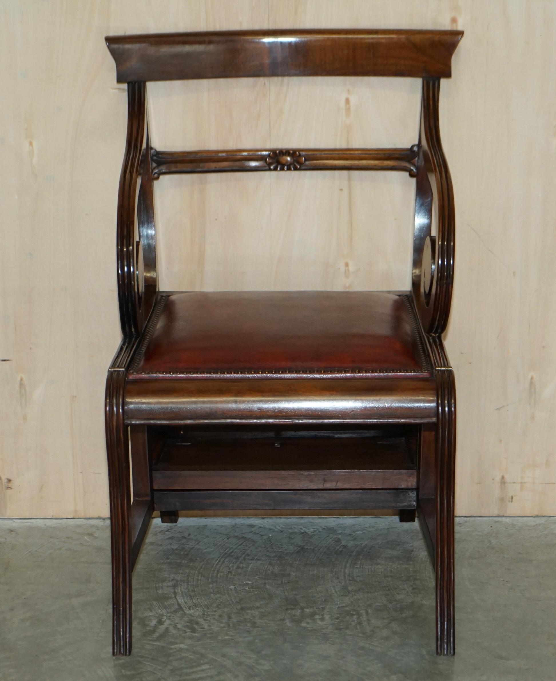 Georgian Restored Metamorphic Antique Regency Armchair to Library Steps Gillows Lancaster For Sale