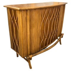 Restored Mic Century Vertically Stacked Rattan Infinity Dry Bar w/ Foot Rest