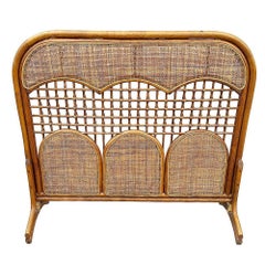 Restored Mid-centry Rattan & Woven Wicker Fireplace Screen