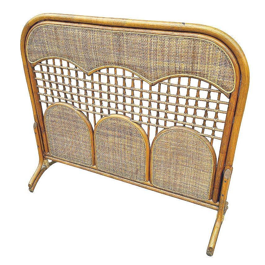 American Restored Mid-centry Rattan & Woven Wicker Fireplace Screen