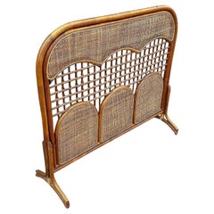 Restored Mid-centry Rattan & Woven Wicker Fireplace Screen