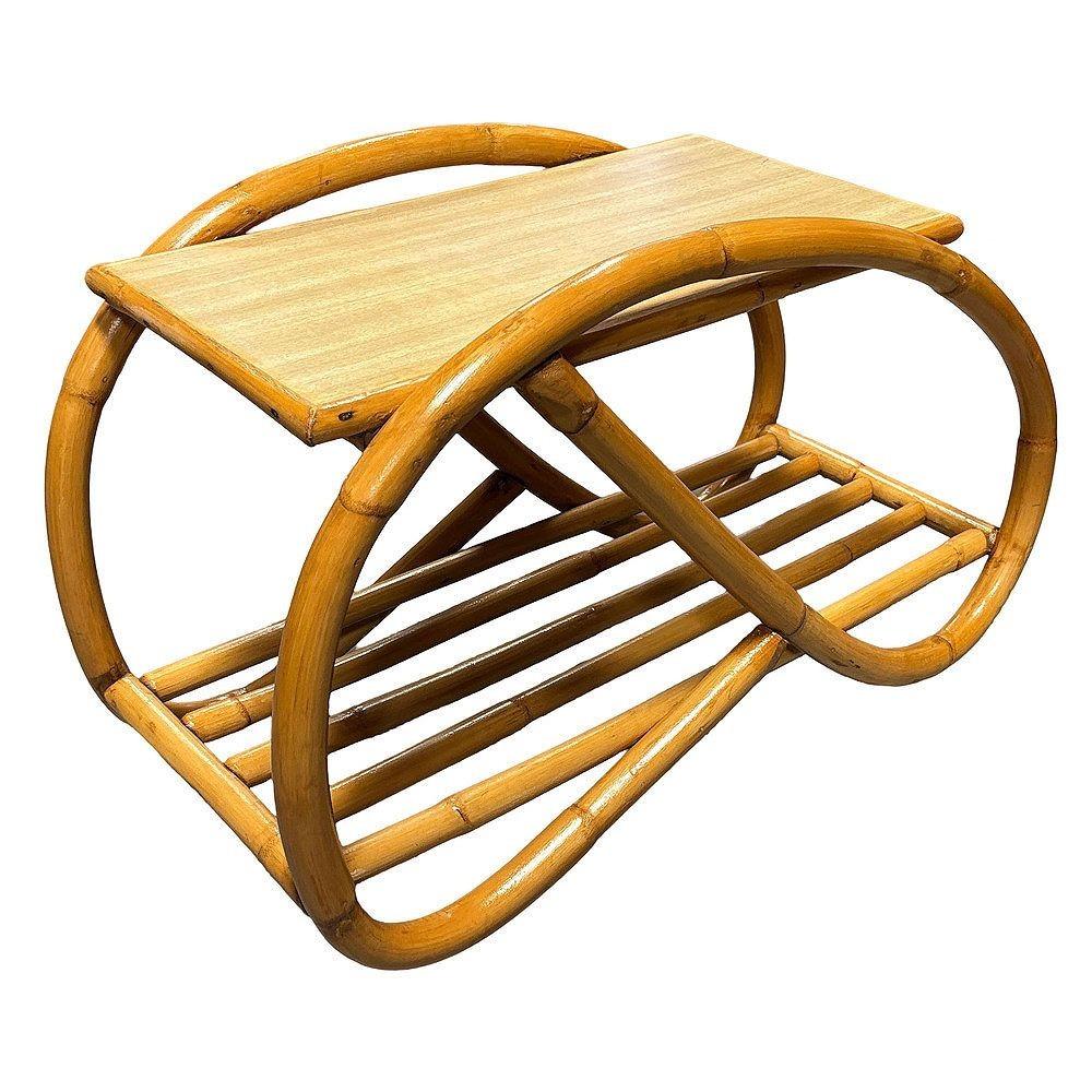 Mid-20th Century Restored Mid-century 3/4 Pretzel Rattan & Formica 