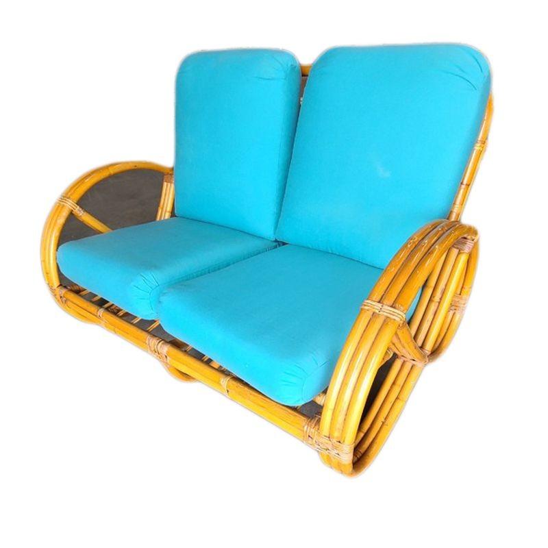 Restored Mid Century 3 Strand Full Pretzel Settee W/ Open Base In Excellent Condition For Sale In Van Nuys, CA