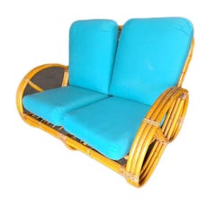 Settee Pretzel completo a 3 fili restaurato della metà del secolo scorso con base aperta