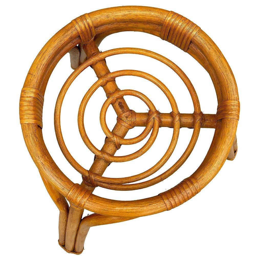 Mid-20th Century Restored Mid-century 3-strand Spiral Rattan Plant Stand
