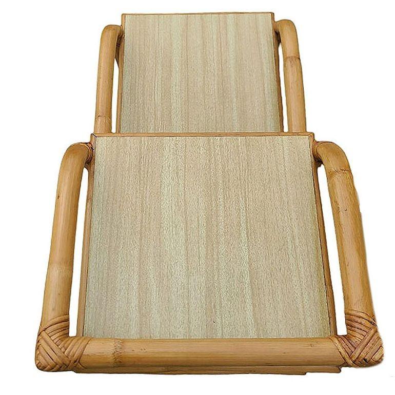 Restored Mid-century 3-Tier Rattan Side Lamp Table Living Room Set of 4 For Sale 2