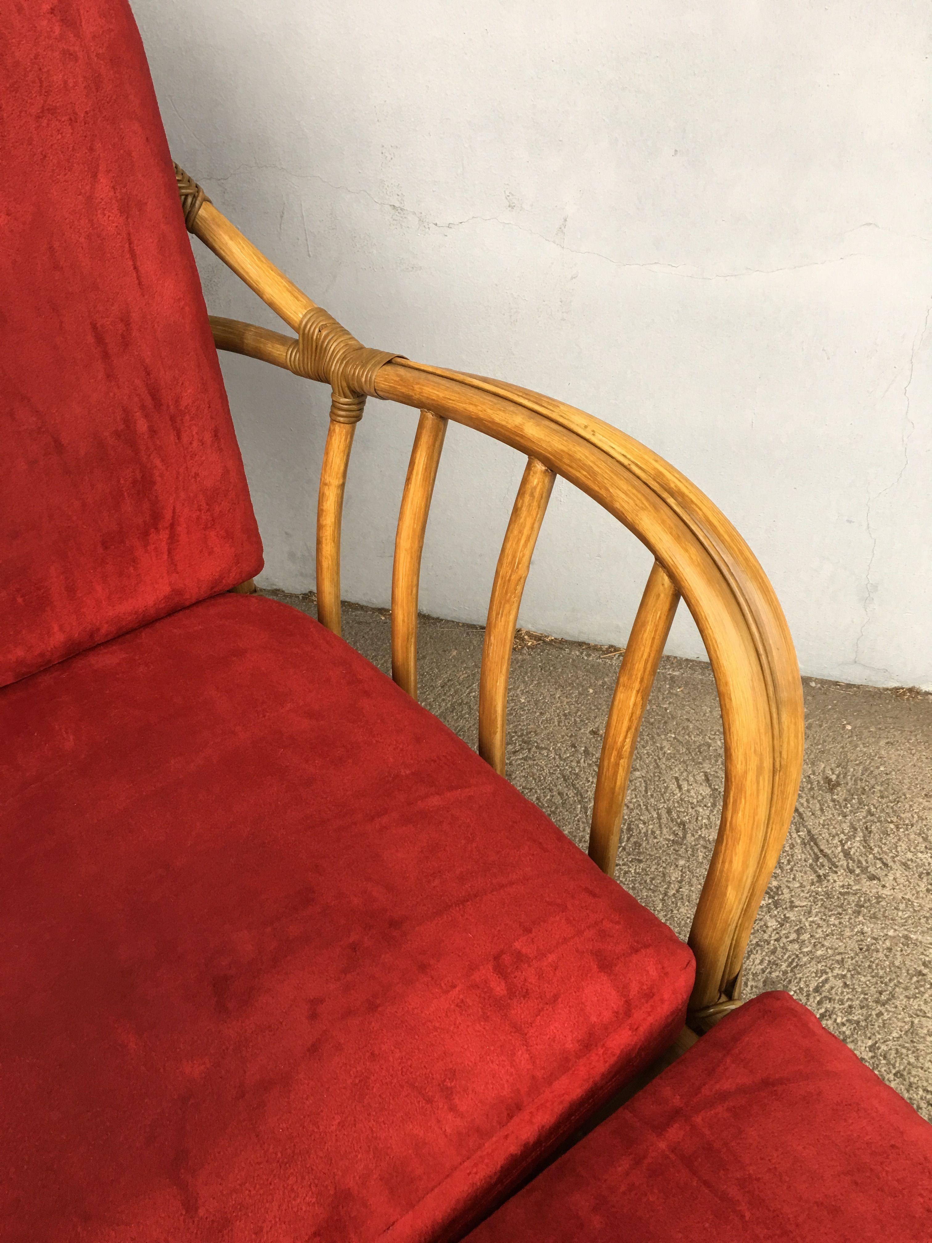 Restored Outdoor Midcentury Arched Arms Chaise Lounge Chair with Foot Rest, Pair 3