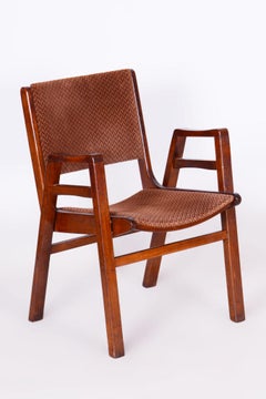 Fauteuil du milieu du siècle restauré, Beeche, tapisserie d'origine, République tchèque, années 1950