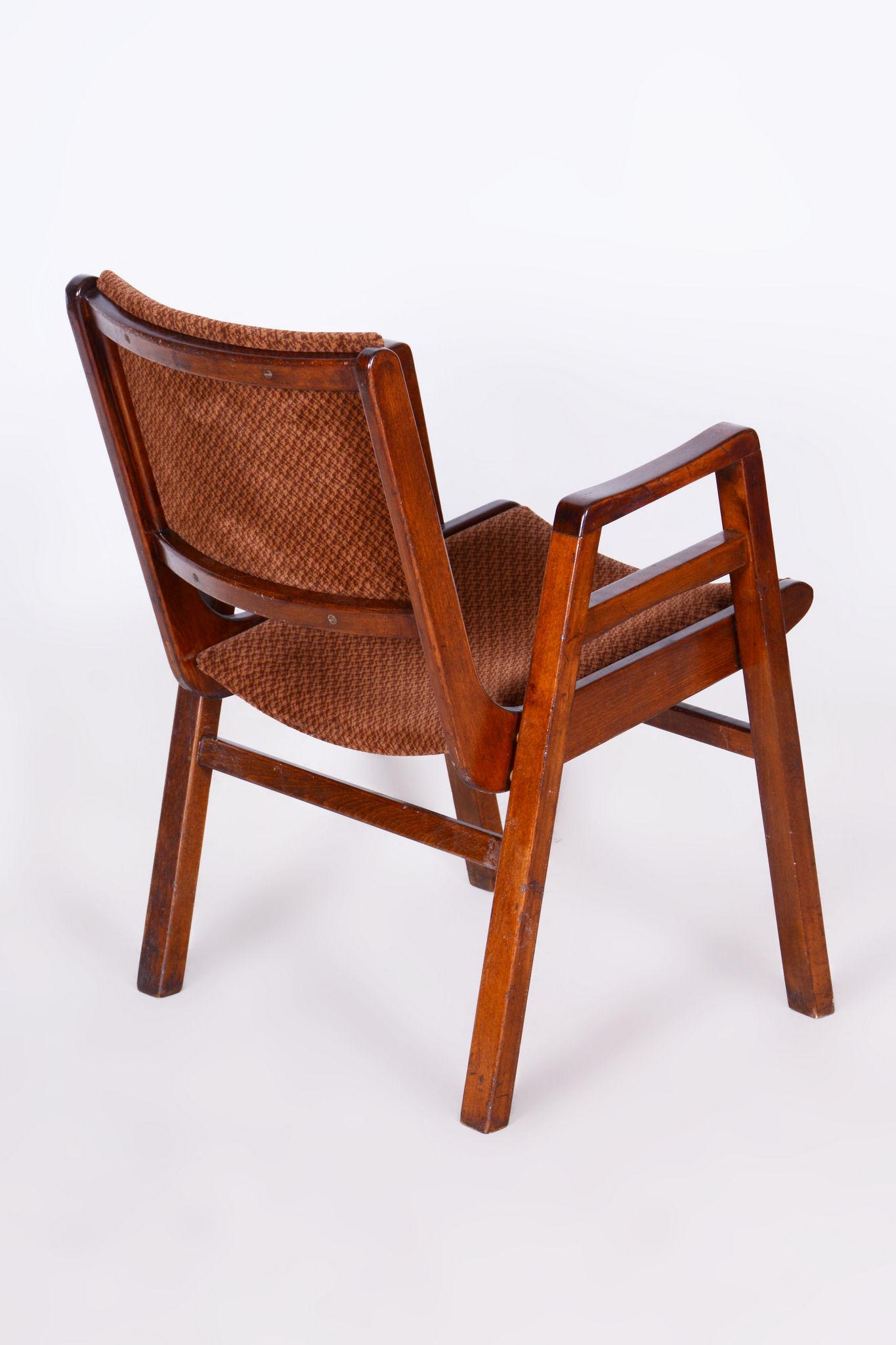 Restored Mid-Century Armchair, Beech, Original Upholstery, Czech, 1950s For Sale 1
