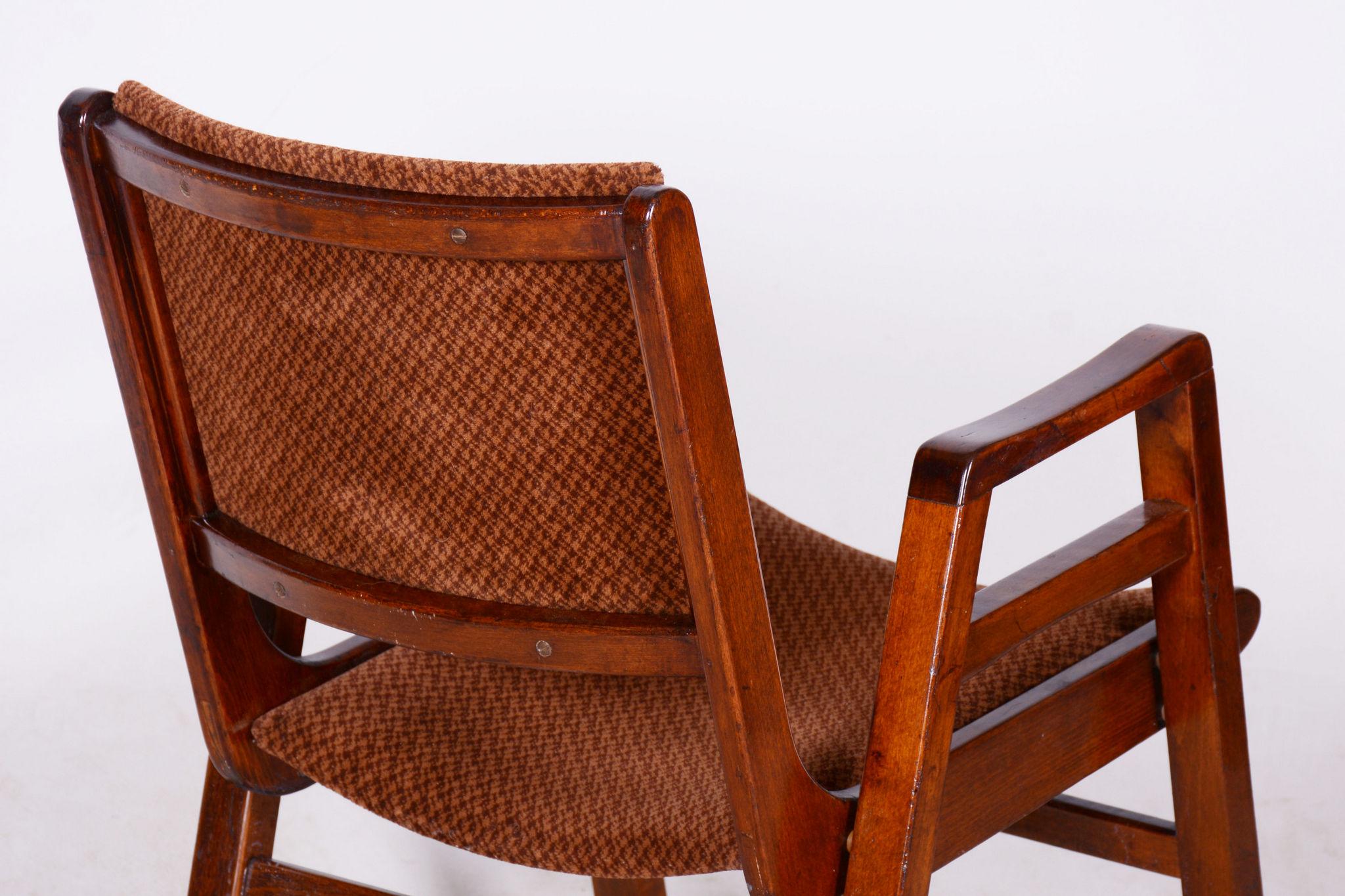 Restored Mid-Century Armchair, Beech, Original Upholstery, Czech, 1950s For Sale 2