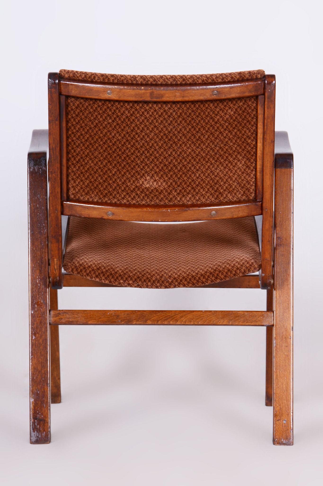 Restored Mid-Century Armchair, Beech, Original Upholstery, Czech, 1950s For Sale 3