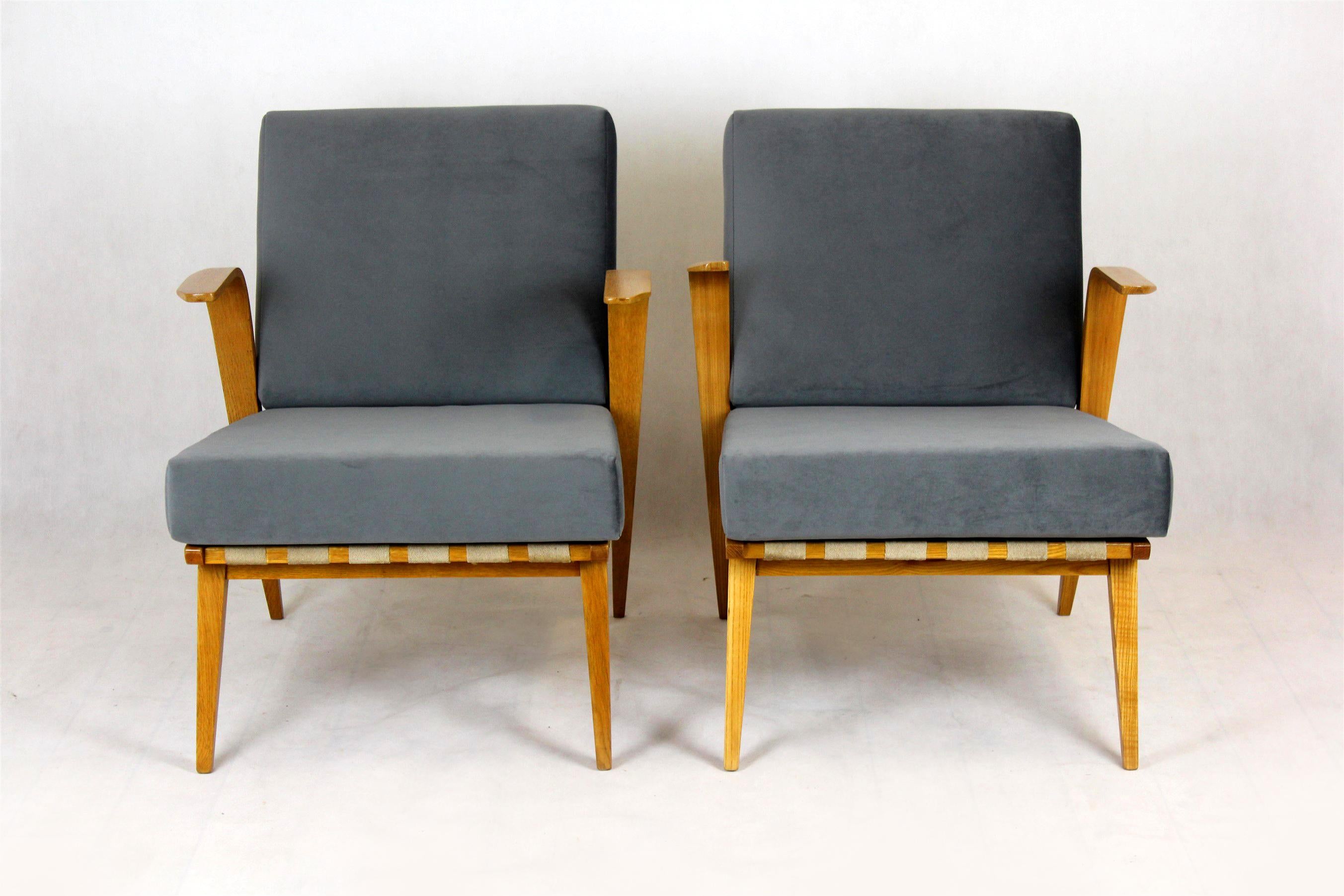 Restored Mid-Century Bentwood Armchairs from Druzstvo, 1962, Set of 2 In Good Condition For Sale In Żory, PL