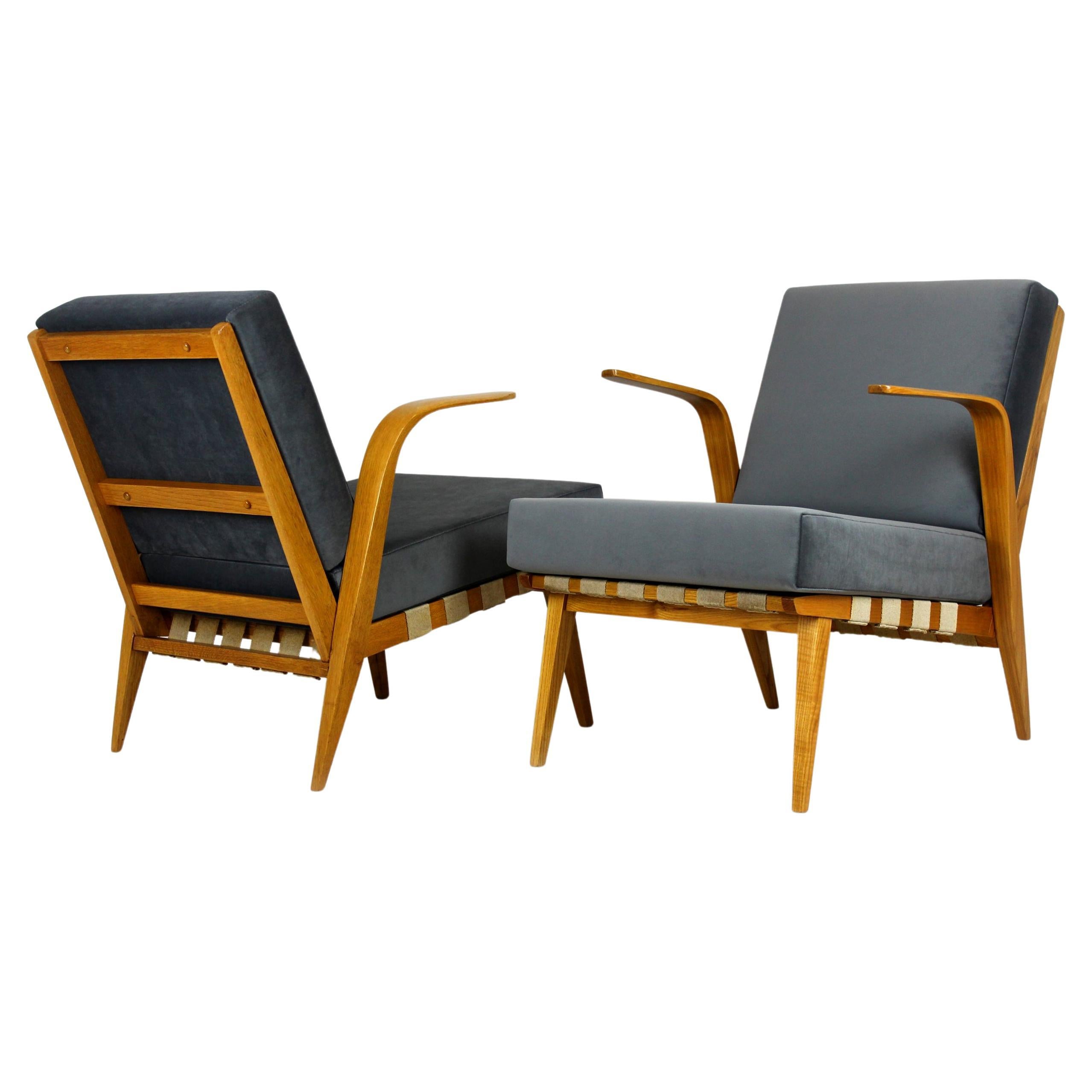 Restored Mid-Century Bentwood Armchairs from Druzstvo, 1962, Set of 2 For Sale