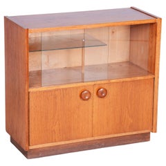 Restored Mid-Century Bookcase, by UP Závody, Oak, Glass, Czech, 1950s