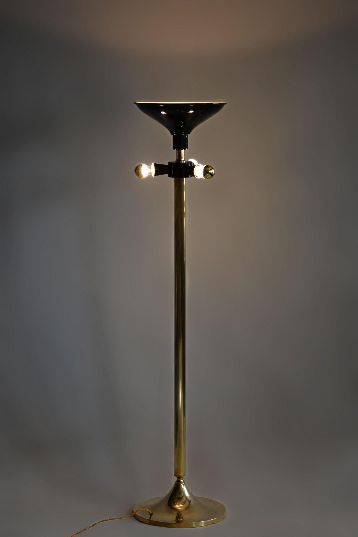 Restaurierte Stehlampe aus Messing aus der Mitte des Jahrhunderts, von Kamenický Šenov, Tschechisch, 1960er Jahre im Angebot 4