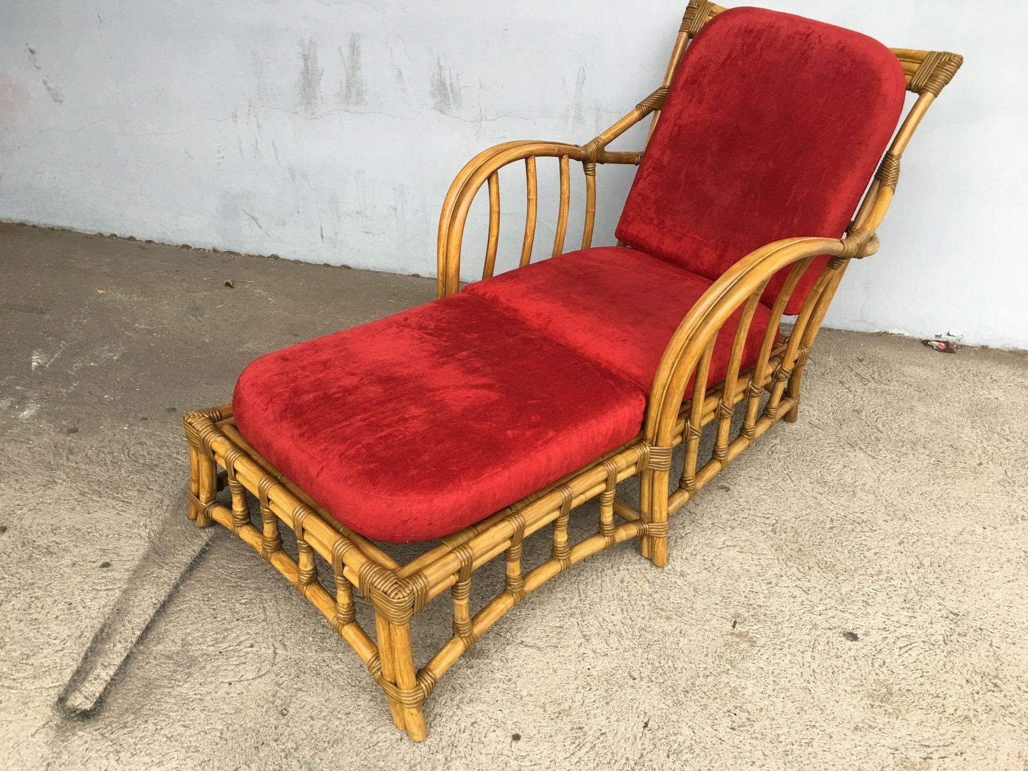 20th Century Restored Mid Century Chaise Lounge Outdoor Patio Chair, Pair of Two