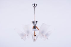 Restored Mid-Century Chandelier, by Drukov, Copper, Chrome, Czech, 1960s