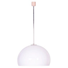 Lustre restauré du milieu du siècle, signé H. Guzzini pour Meblo, chromé, Italie, années 1970