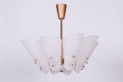 Restored Mid-Century Chandelier, by J. T. Kalmar, Brass, Glass, Austria, 1950s