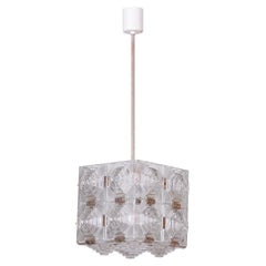 Lampadario di metà secolo restaurato, di Kamenický Šenov, cromo, vetro, ceco, anni '1960