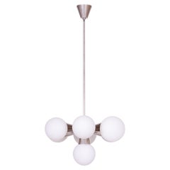 Restored Mid-Century Chandelier, by Kamenický Šenov, Chrome, Glass, Czech, 1970s