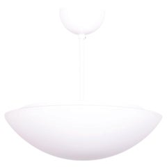 Restored Mid-Century Chandelier, Lacquered Metal, Opal Glass, Czech, 1960s