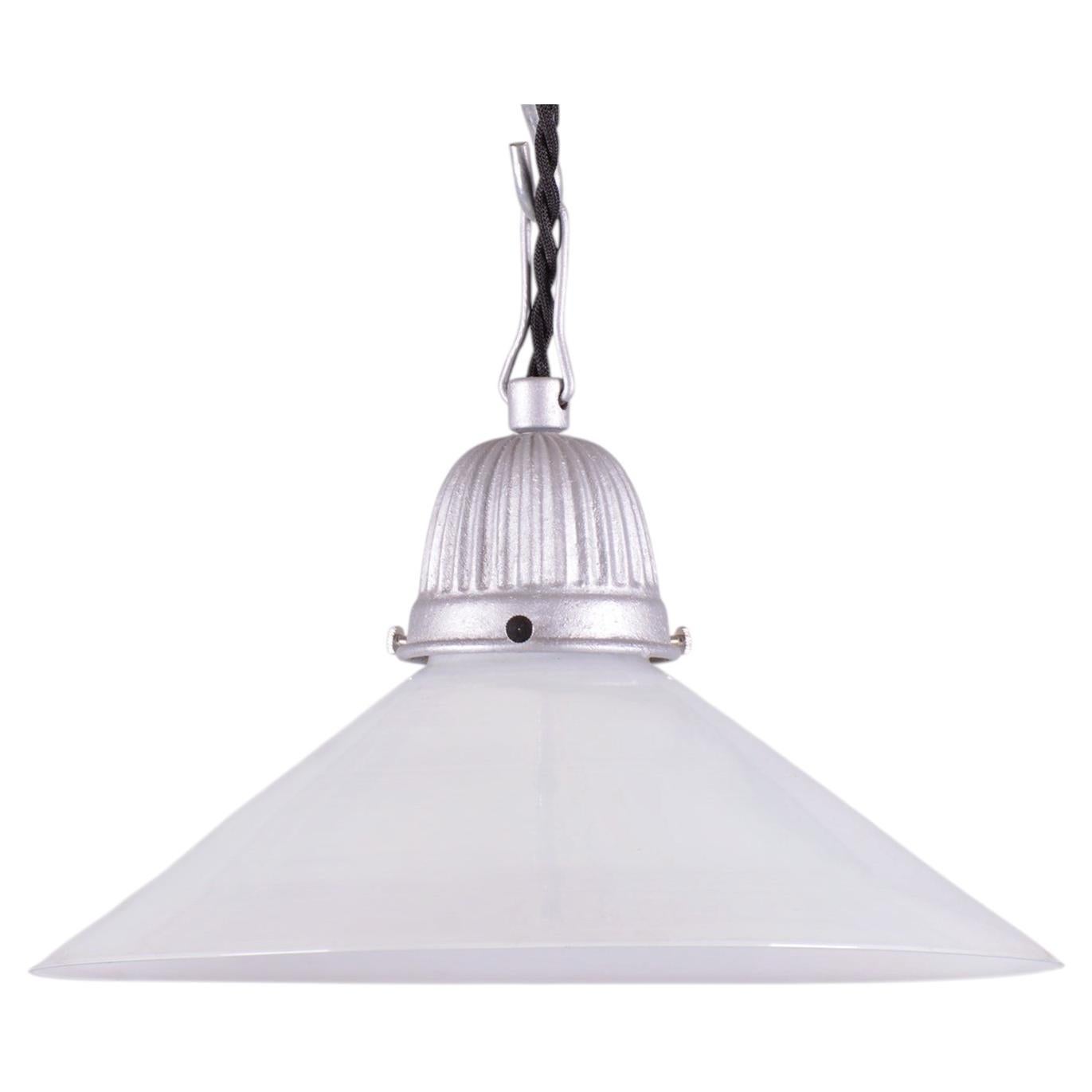 Restored Mid-Century Chandelier, Metal, Opal Glass, Rewired, Czech, 1970s For Sale
