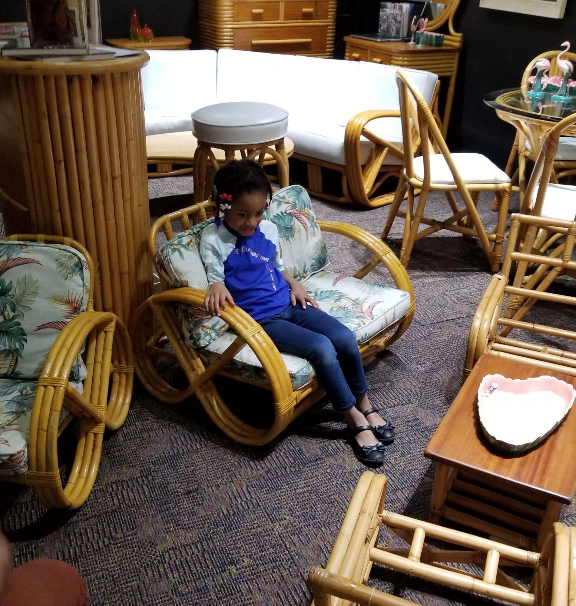 Ensemble de salon en rotin bretzel rond à 3 brins, restauré, de style 