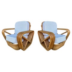 Restored Mid-century Child Size 4-Strand Square Pretzel Rattan Lounge Chair, Pai