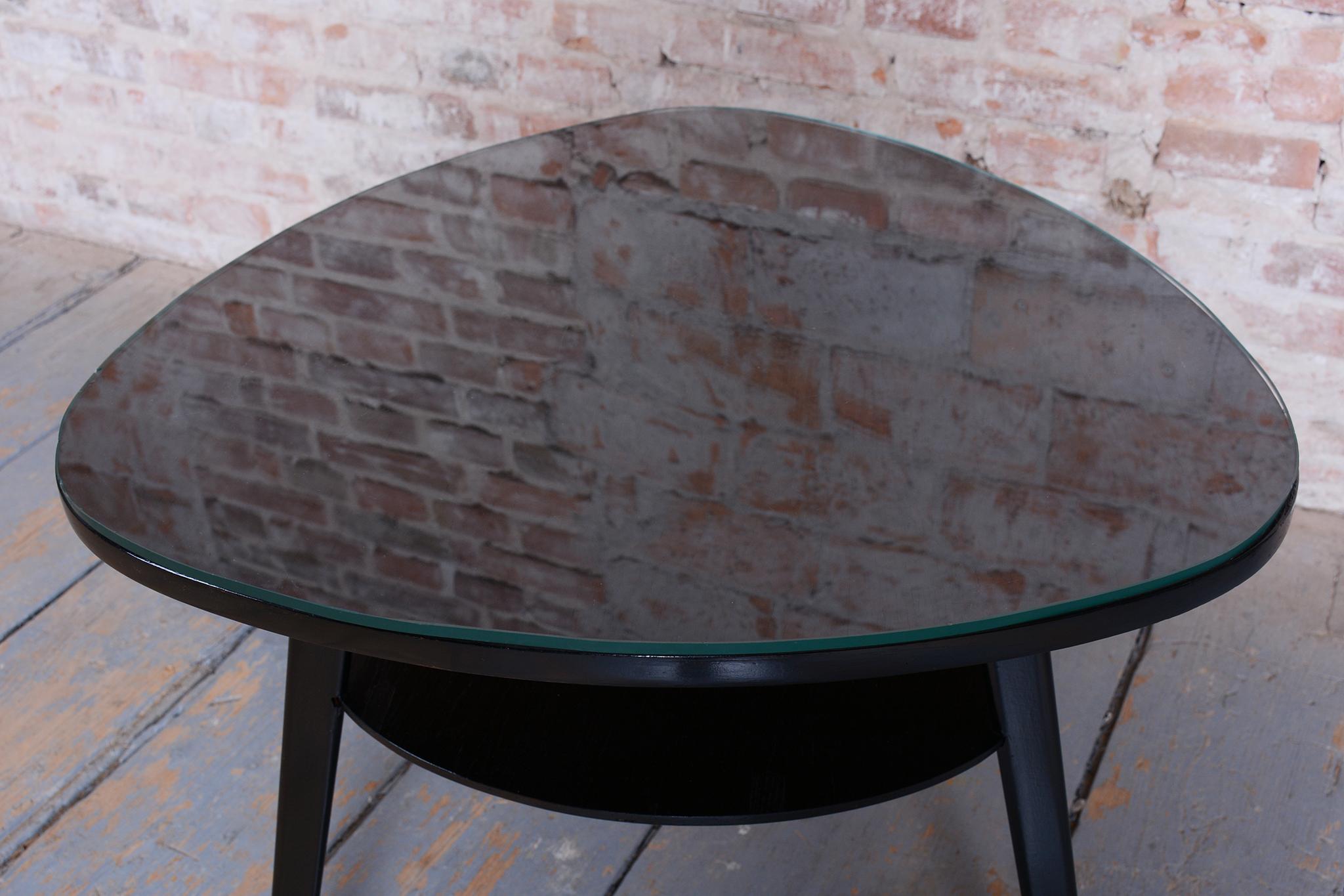 Restored Mid -Century Coffee Table, Beech, Oak, Glass, Polish, Czech, 1950s For Sale 5