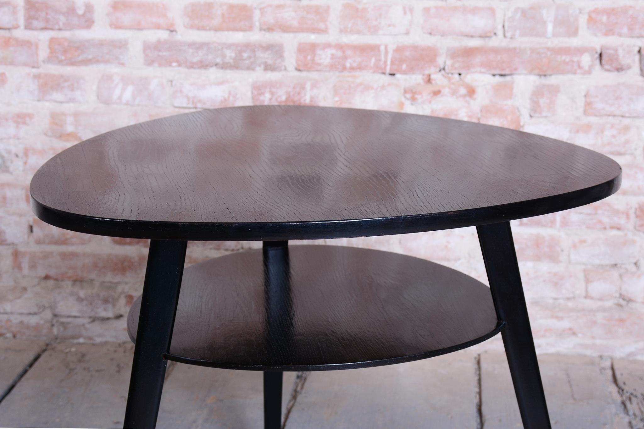 Restored Mid -Century Coffee Table, Beech, Oak, Glass, Polish, Czech, 1950s For Sale 6
