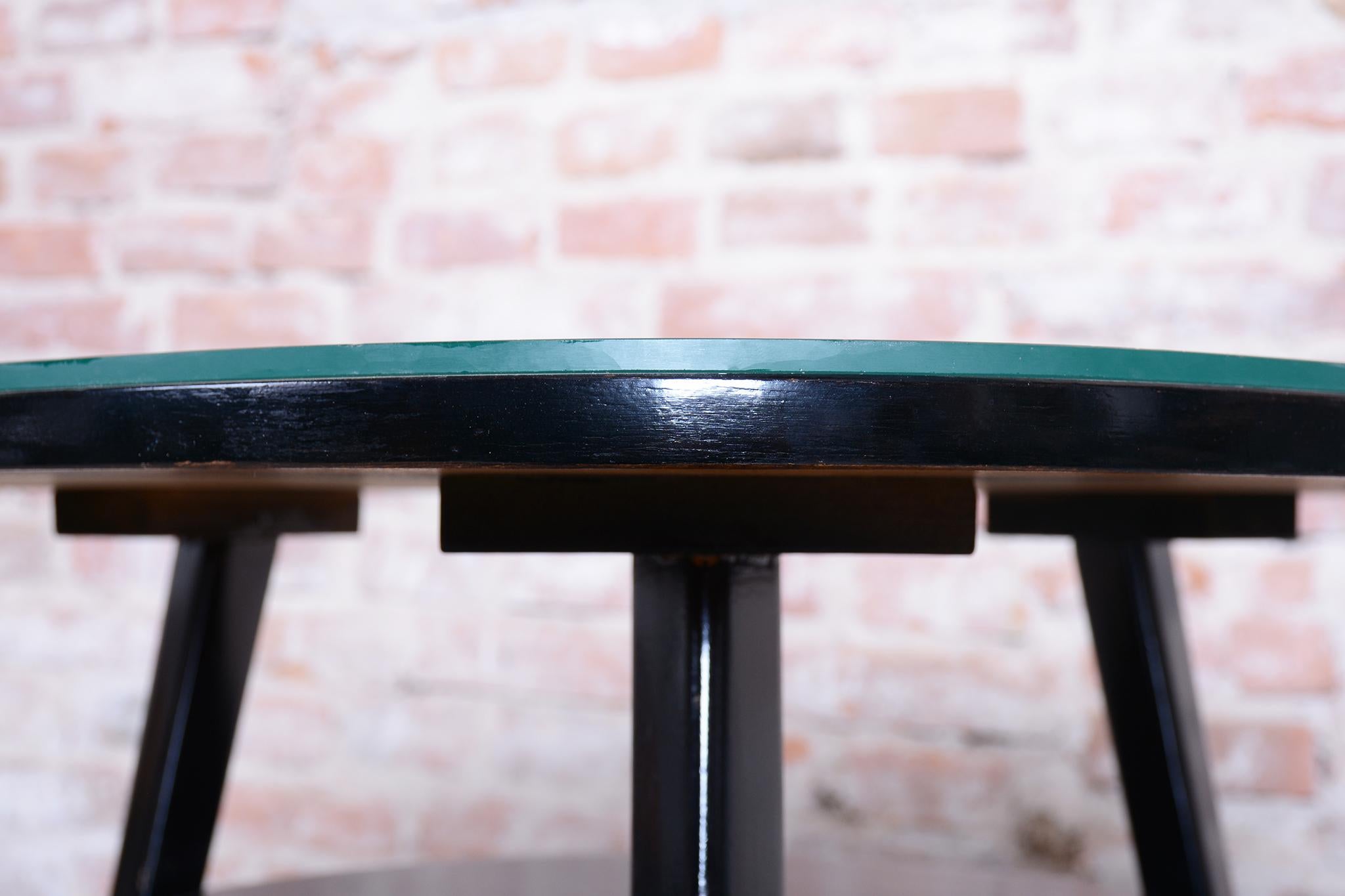 Restored Mid -Century Coffee Table, Beech, Oak, Glass, Polish, Czech, 1950s For Sale 3