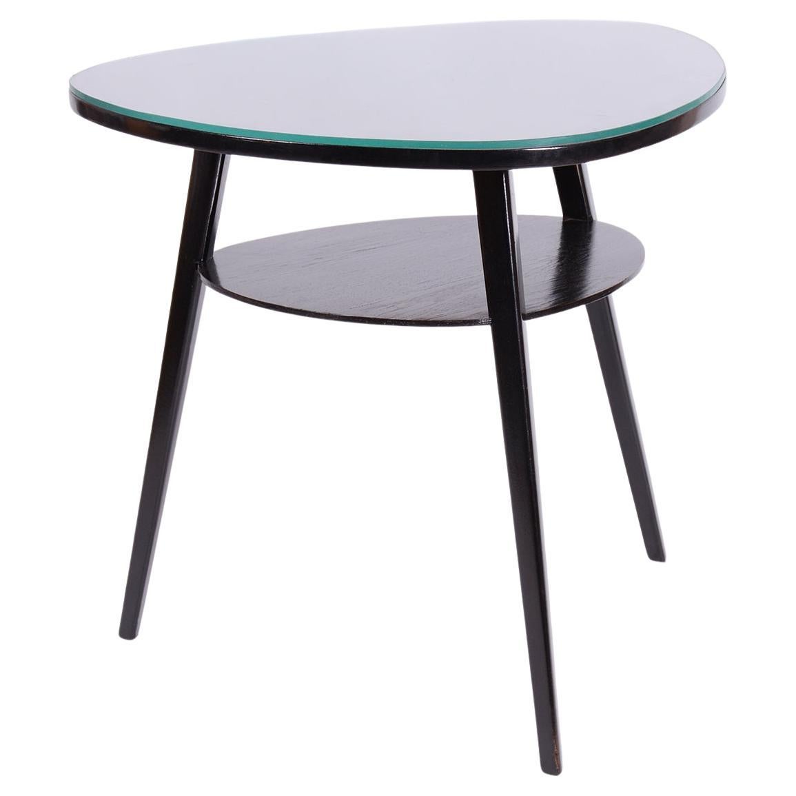 Table basse restaurée du milieu du siècle, Beeche, Oak Oak, Glass, Polish, Czech, 1950s